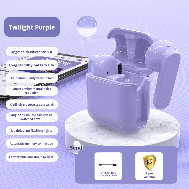 High-Value In-Ear Mini True Wireless for Earphones Lightweight Portable TWS for 5.0 Factory 10-15 Hours Battery Life product view
