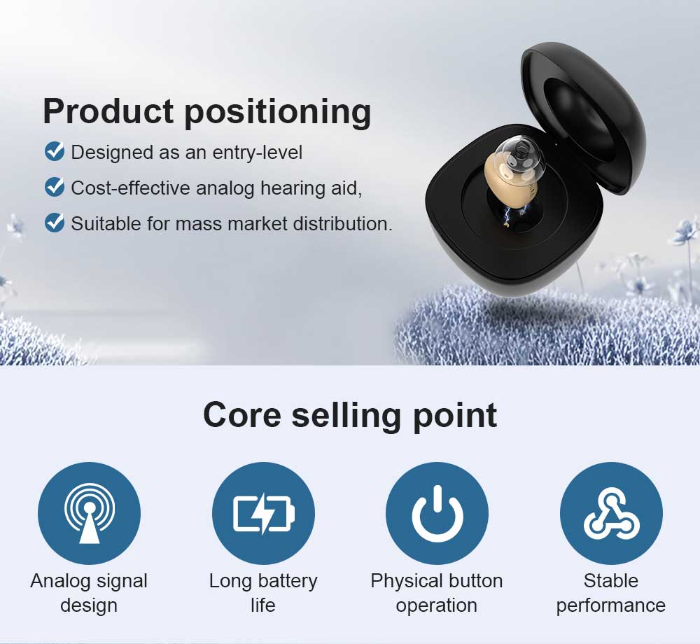 Mini Rechargeable ITE Hearing Aids OTC Analog Sound Amplifier Seniors Elderly Adults Noise Cancelling Eco-Friendly Professional detail