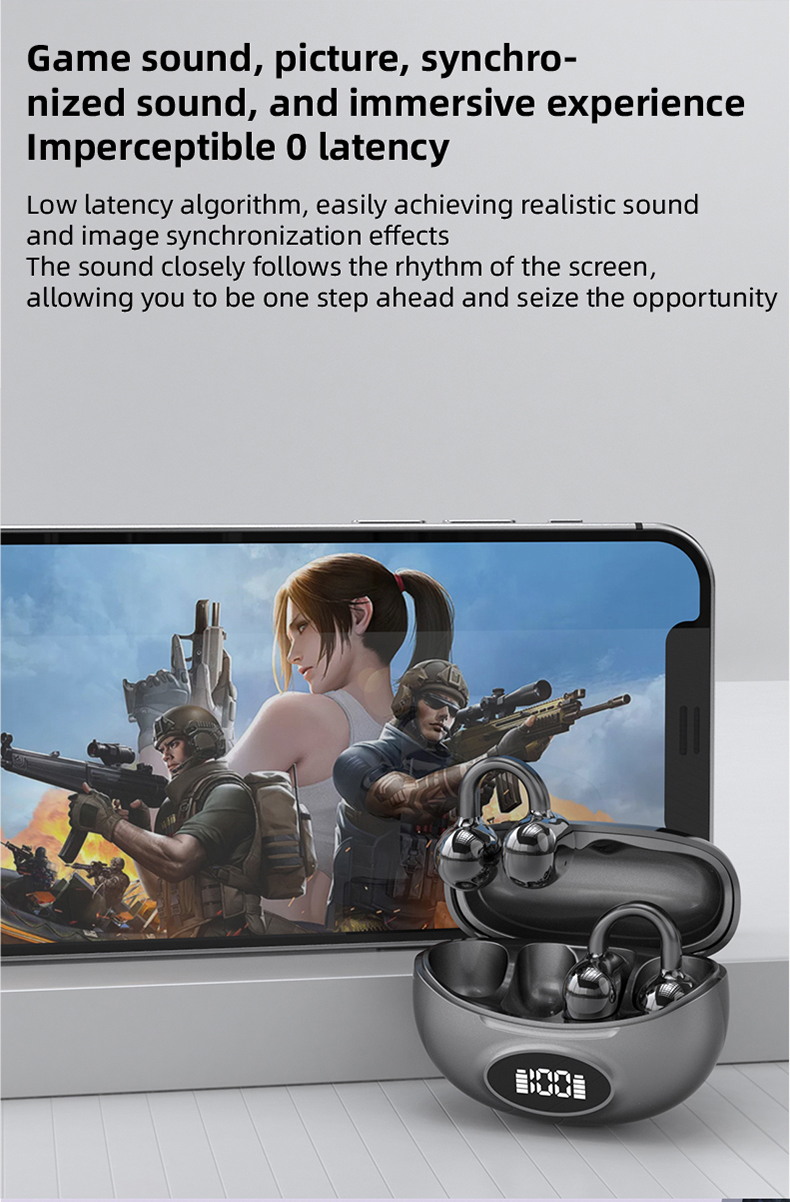 Yumondear W19 Wireless Ear Hook Earphone HIFI Stereo Sports Earbud LED Display Waterproof  Chip for Outdoor Running/Gym detail