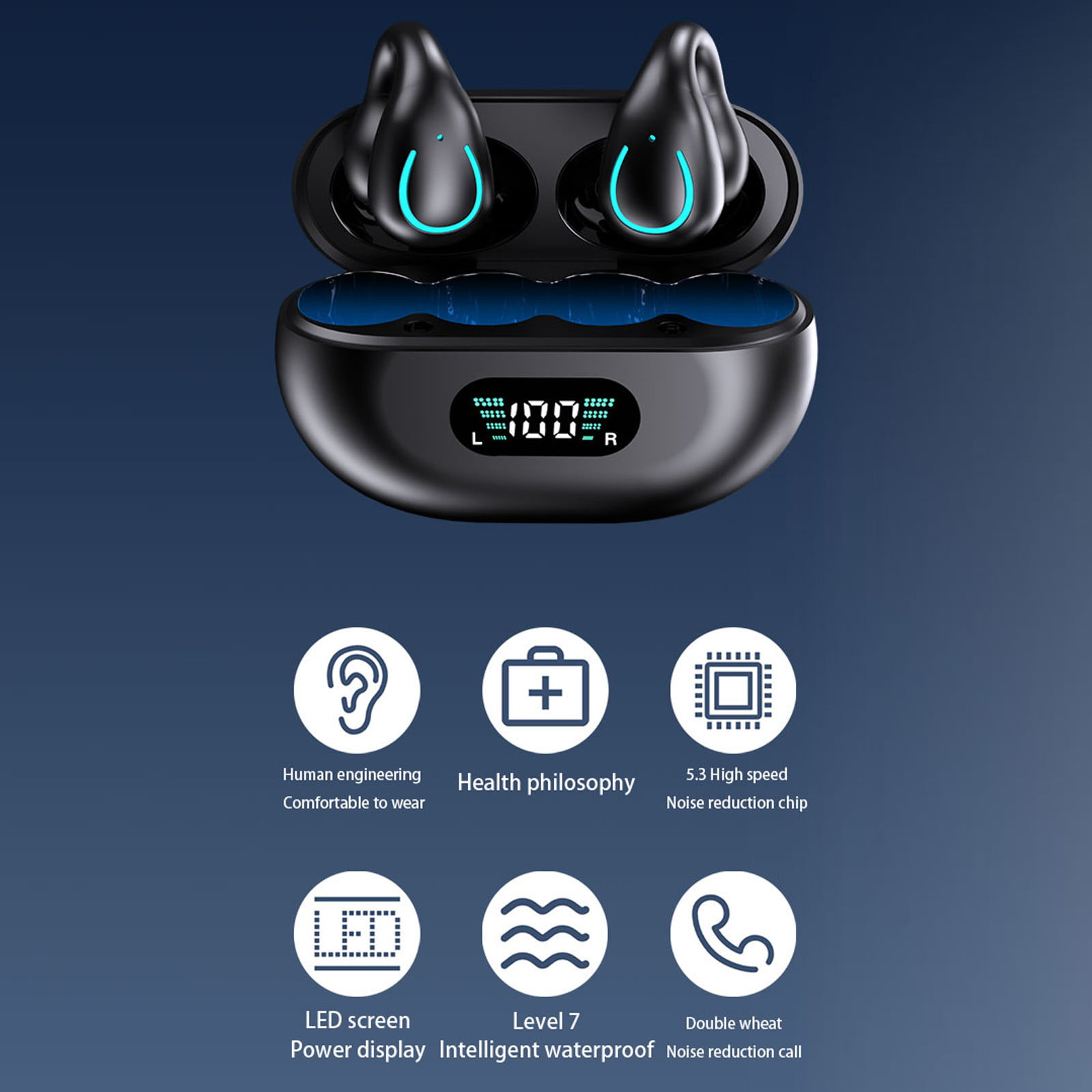 2024 BT 5.3 Headphones  in Ear Noise Canceling Tws Draadloze Oordopjes Waterproof  Cover Wireless Earbuds Earphone for Airpods detail