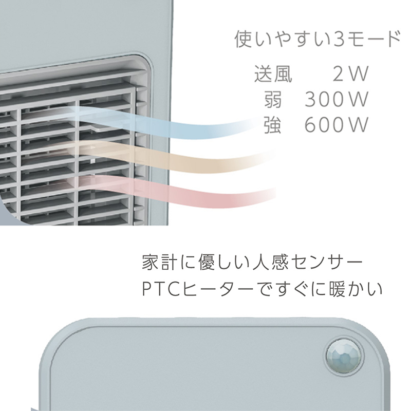 Small Silent Three Heating Mode Human Sensor Overheat 0-7 Hours Timer Air Filter LED Indicator  600W Mini Ceramic PTC Fan Heater detail