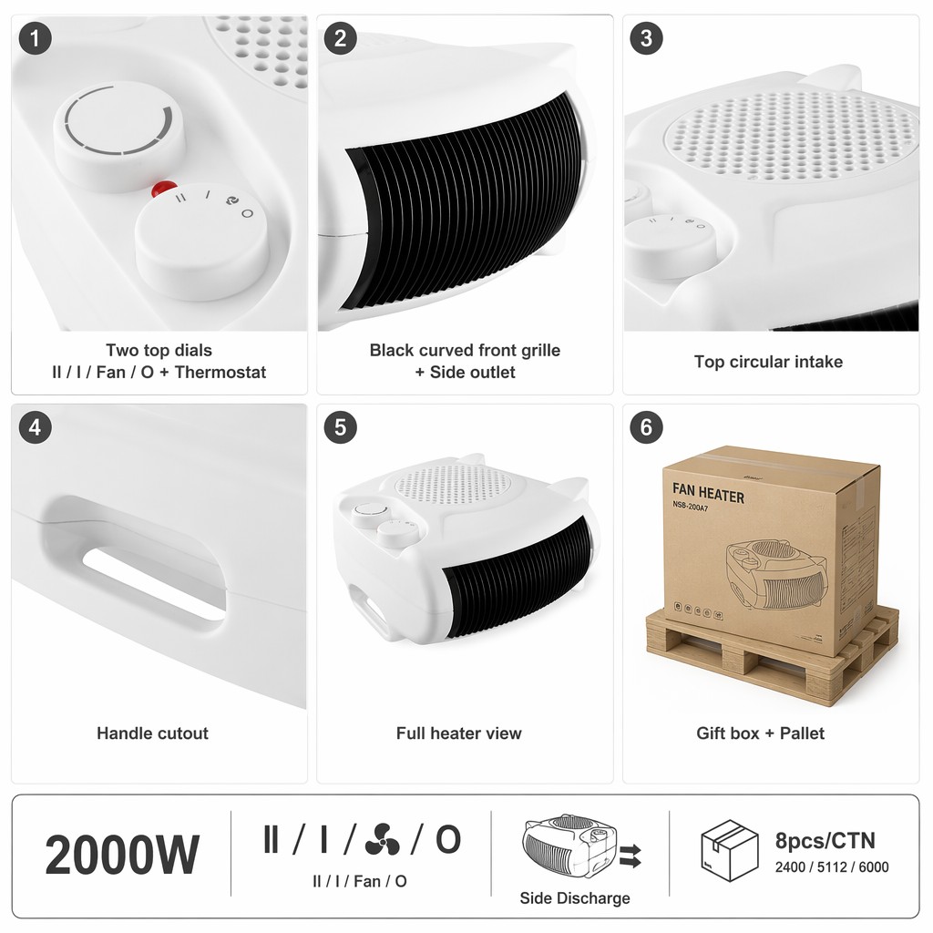 Fan Heater Dual Position Thermostat Portable Room Space Heater Vertical Horizontal 3 Mode Hot 2000W Auto Control Fire Proof ERP detail