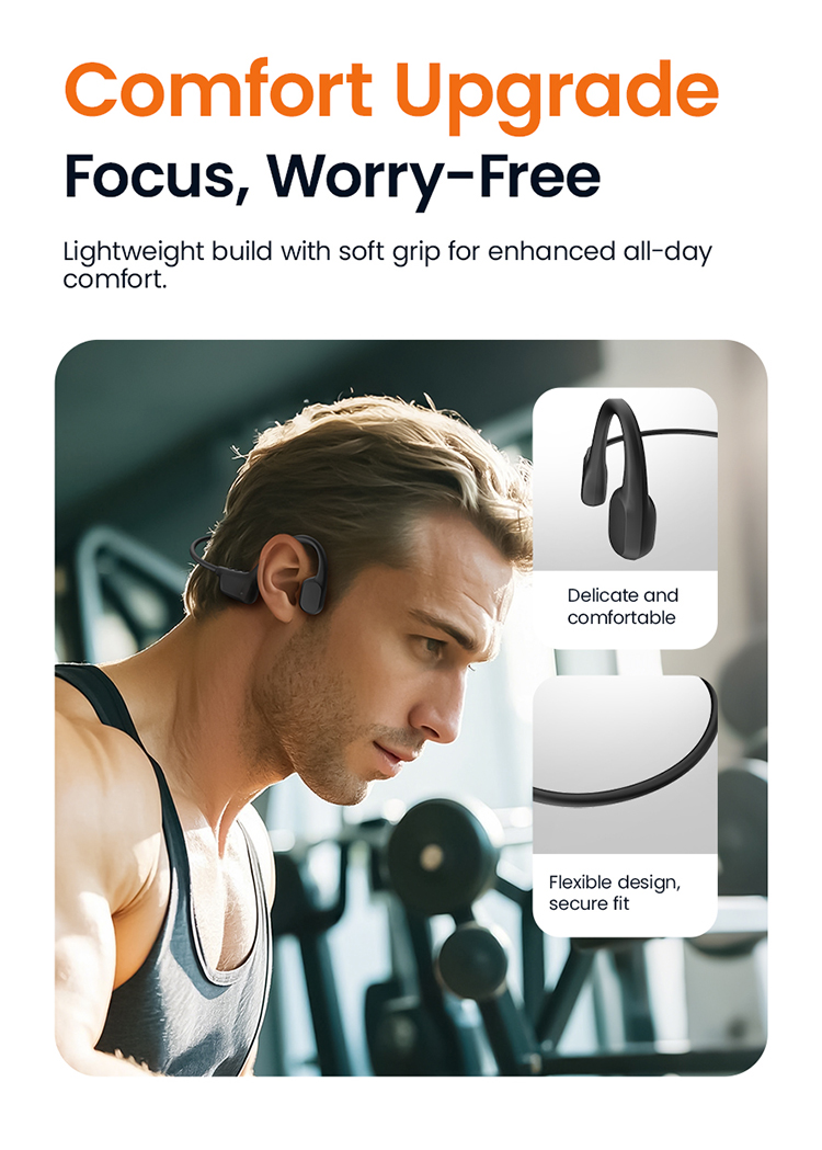 ALOVA New Product Ear Hook Secure Fit Open Ear Headphone IPX7 Bone Conduction bluetooth Sport Wireless Earphones for Cycling detail