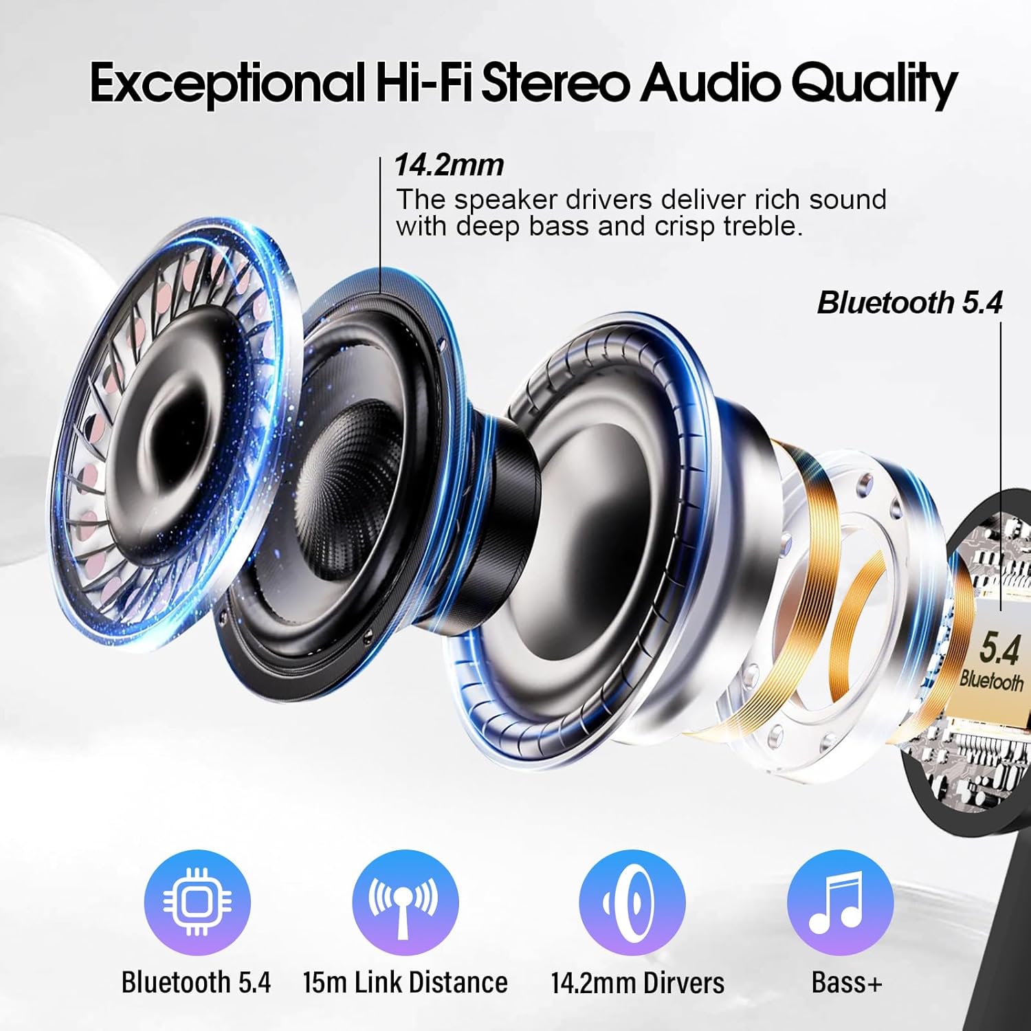 HE-076D Wireless Earbuds Bluetooth 5.4 Headphones Multi Function Touch Screen Tws Earbuds with 4 Mic Noise Cancelling Ear Buds product view
