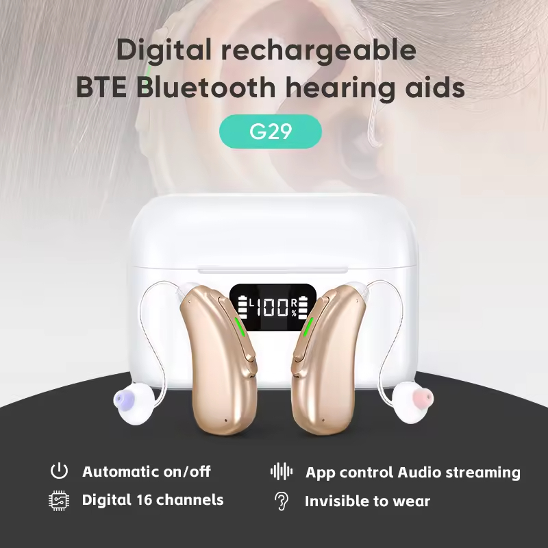 Great-Ears Easy to Wear Noise Cancelling Rechargeable Bte Rechargeable Hearing Aid Programmable Sound Amplifier product view