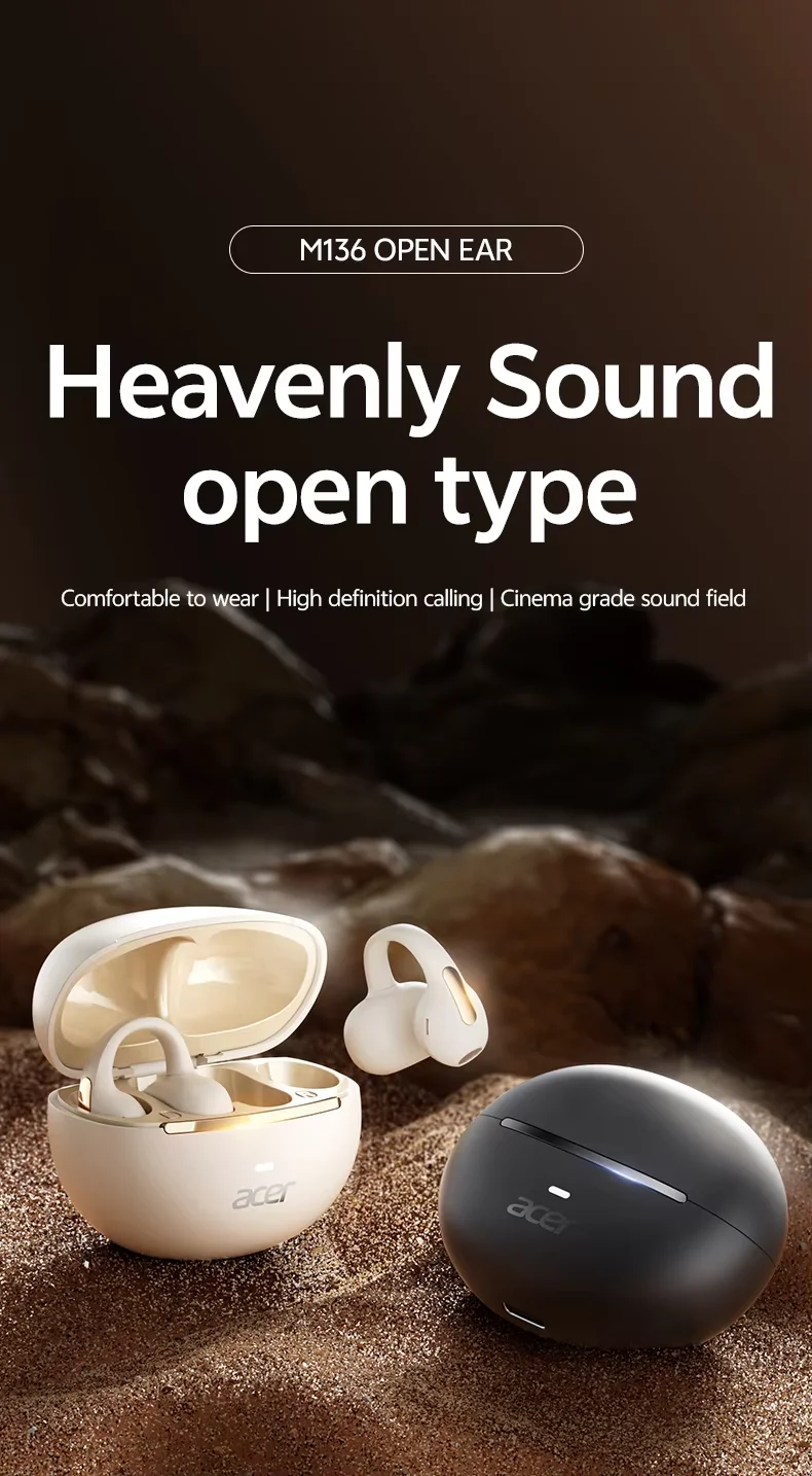 Best Seller M136 Open Ear Clip Earbuds 5.3 Bluetooth Sports Headphones HD Call Noise Cancelling LED Display Audifonos Bluetooth detail