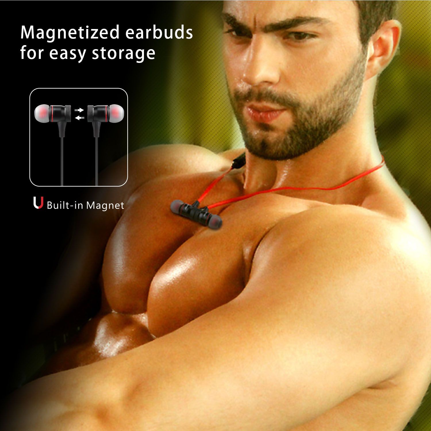 Wireless Sport Earbuds with In-Ear Neckband Sweat-Proof Headsets with Call Alert Number Broadcast In-Ear Headphones for Sports detail