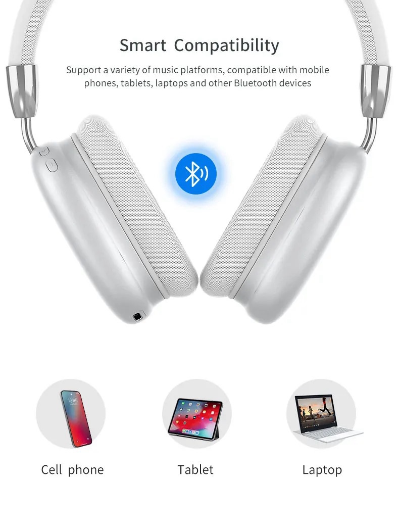 High Fidelity P9 Pro Max Strong Bass Earphone Wireless Head-mounted Headphone Over-ear Noise Cancelling Wireless Headset detail