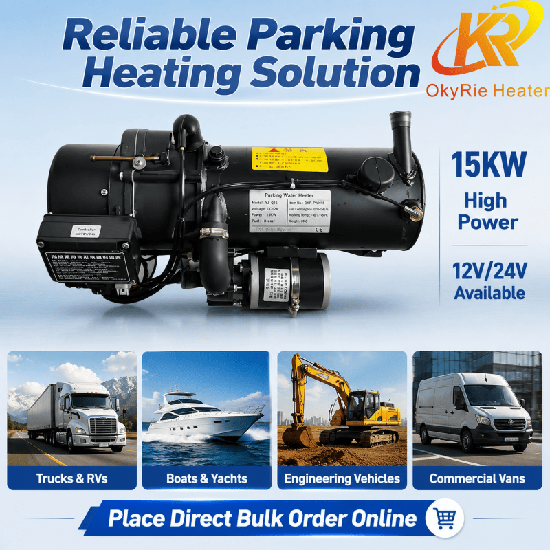 OkyRie WH-15B 15KW Diesel Only Hydronic Parking Heater Defrost Cabin Window Warm Engine Heavy Machinery Heater detail