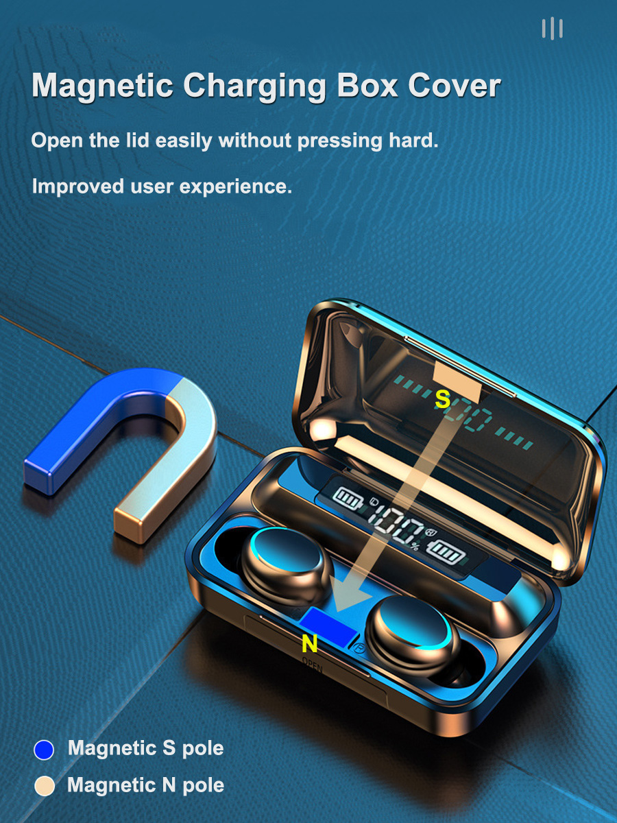 Oem Custom logo 2000mah Power Bank Ipx7 Waterproof Binaural Call 5.0 True in Ear Origin F9 5c F9-5 TWS Wireless Earbuds Bt 5.0 detail