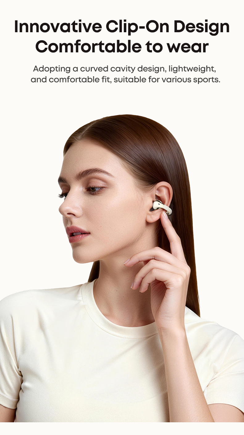Custom Clip on Ear Earbuds Cute Sports TWS Open Ear Earphone V6.0 Free Clip-On Bluetooth Headphones Over Ear for Running Workout detail