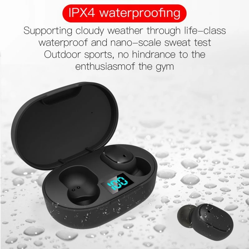 TWS E6S BT Earphones Wireless Headphones LED Display 9D HiFi Stereo Headphones Waterproof Earbuds with Mic Wireless Bt Headset product view