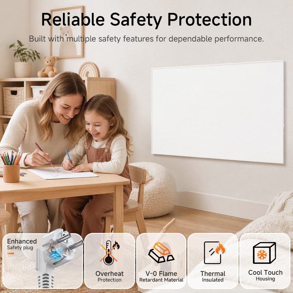 OEM Customization Aluminum Frame  No Noise Freestanding Ceiling Wall Mounted Carbon Crystal Infrared Overheat protection Heater detail