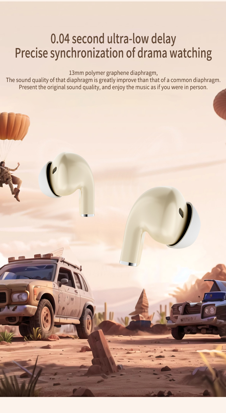 Wholesale Wireless Earbuds Semi in Ear Headphones Clear Call Digital Battery Display Charging Case for Work Travel Daily Use detail