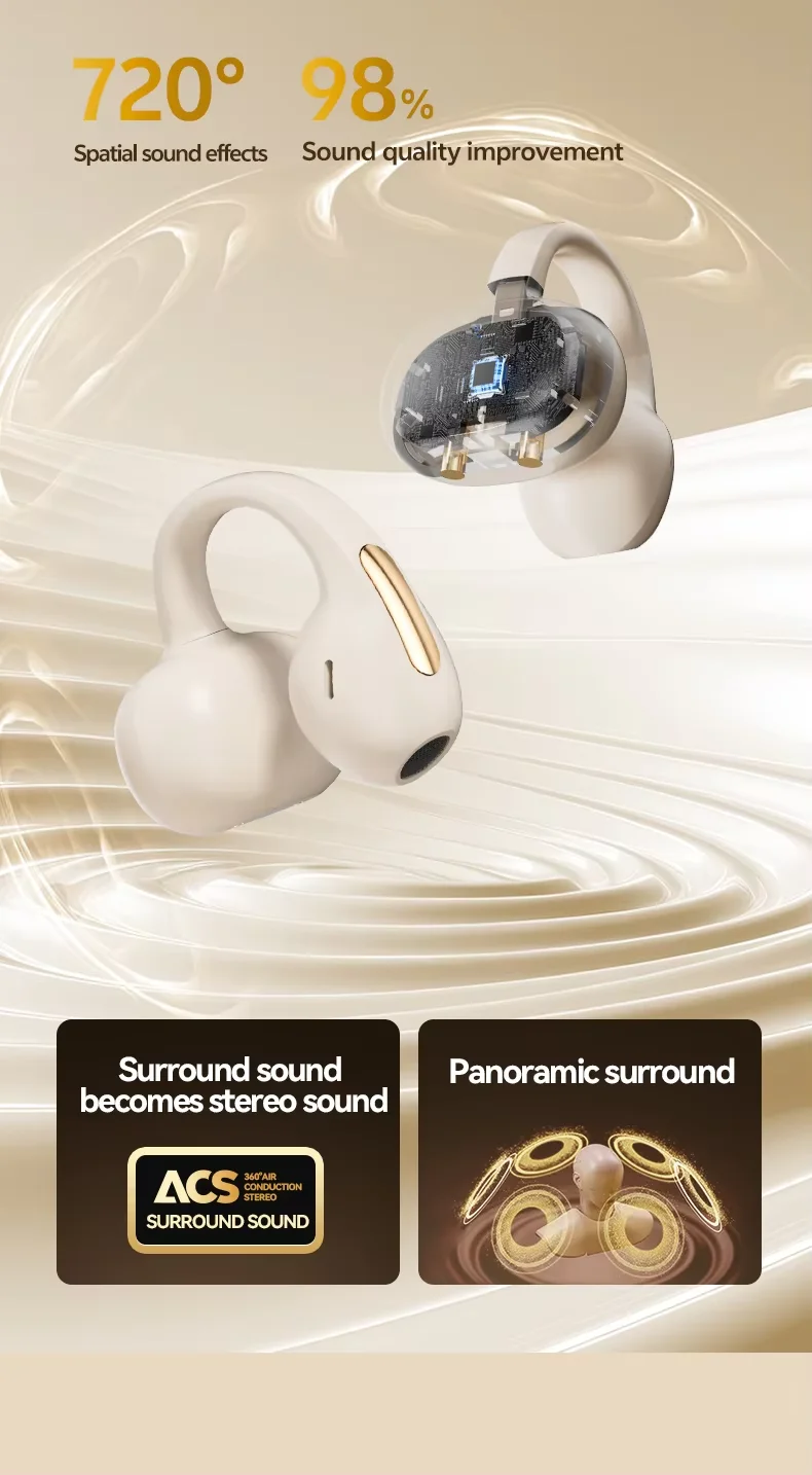 Best Seller M136 Open Ear Clip Earbuds 5.3 Bluetooth Sports Headphones HD Call Noise Cancelling LED Display Audifonos Bluetooth detail