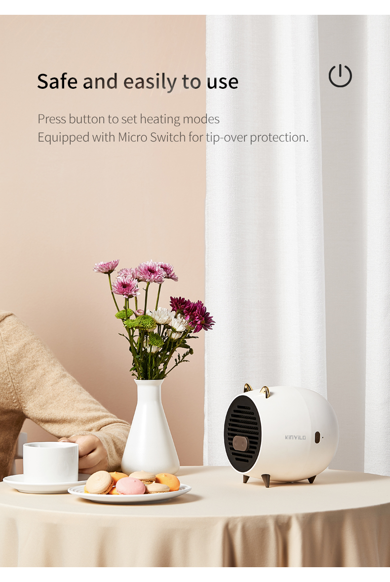 Wholesale Winter Cute Desktop Portable Heating Fan Mini Electric Air Heater Fan detail