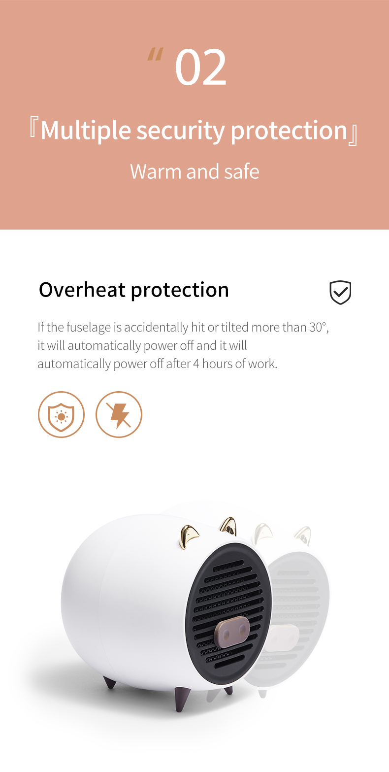 Wholesale Winter Cute Desktop Portable Heating Fan Mini Electric Air Heater Fan detail