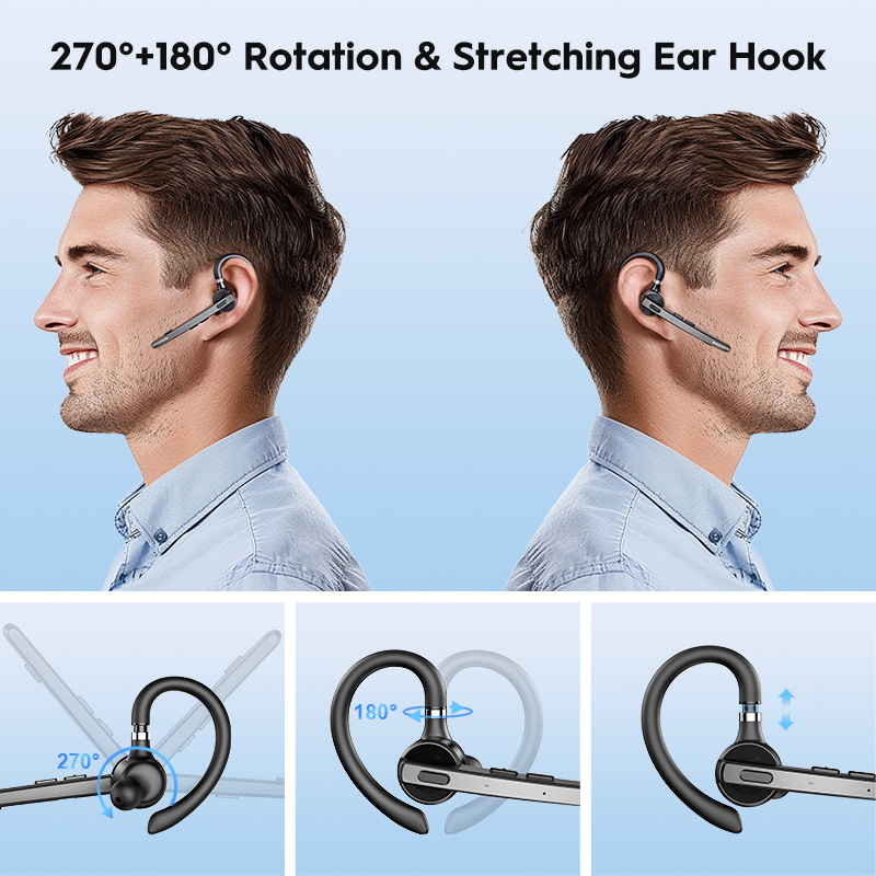 New Bee New Design Single Ear V5.0  Cell Phone Headset Wireless  Earpiece with 500mAh Charging Case detail