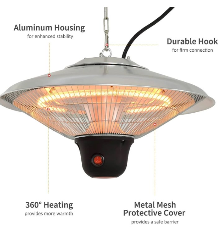1200W/1500W Suspended Infrared Ceiling Heater Pull Switch Electric Heater for Outdoor Cafe Open Terrace Heating detail