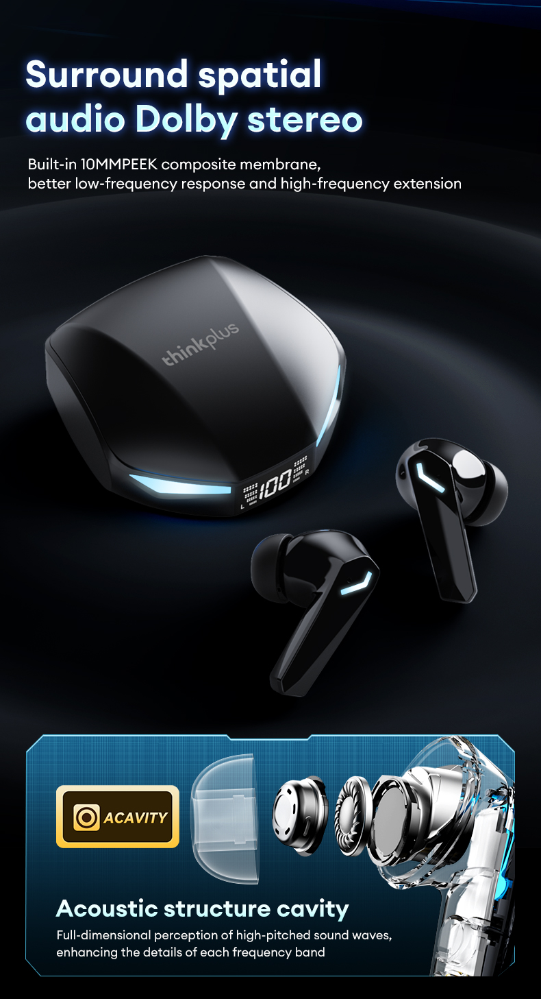 Original Lenovo New Earbuds XT53 GM2 PRO MAX BT 5.4 TWS Sports Waterproof Gaming Headset Long Battery Wireless Earphones detail