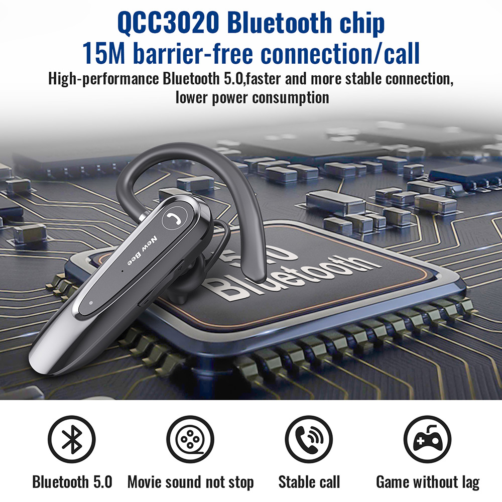 New Arrival New Bee QCC 3020 Chipset Business Headphone Single Ear Wireless  Earphone Headset LC-B45 product view