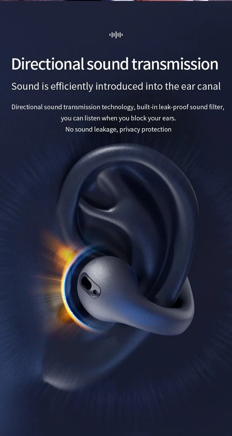 Clip-on  Earphones T75 TWS Earbuds Noise-Canceling Bone Conduction Earphones Wireless Sport Earbuds for Smart Phones detail