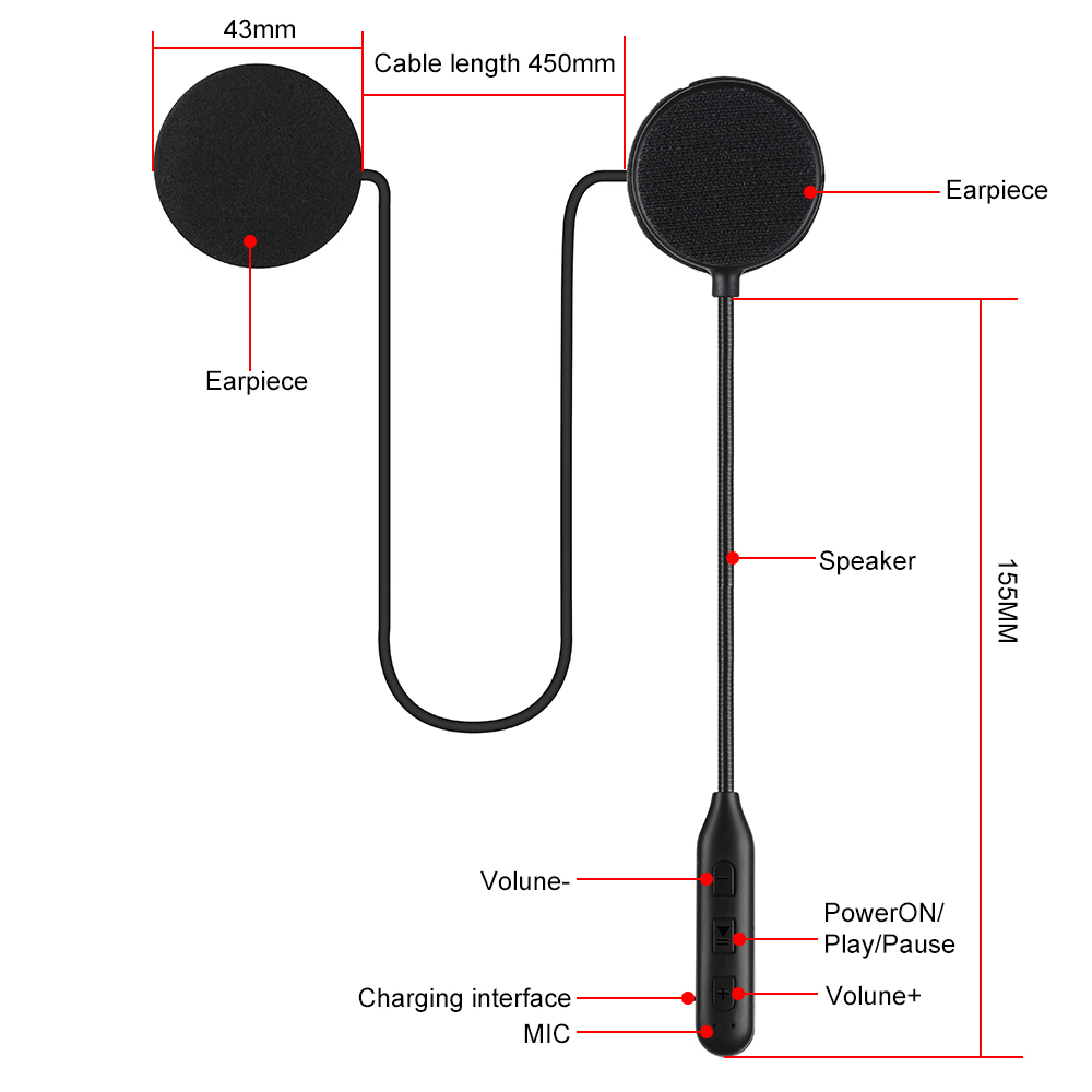 HM-1 Motorcycle Helmet Headset BT 5.1 DSP Noise Cancellation for Bulk product view