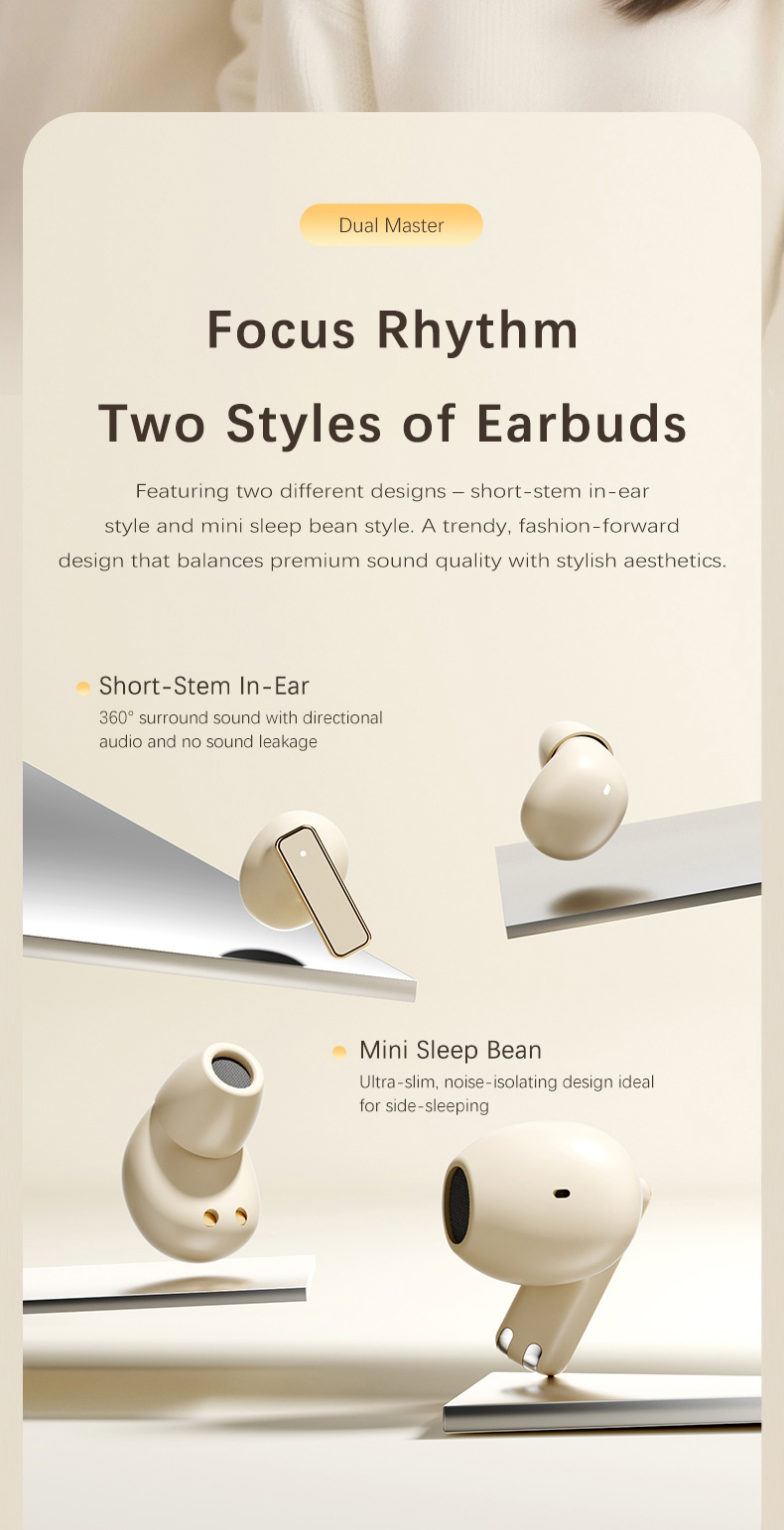 Customizable Y42 2-in-1 Couple Design Wireless Earphones, Digital Display Earbuds, Comfort Fit for Side Sleeping & Daily Sharing detail