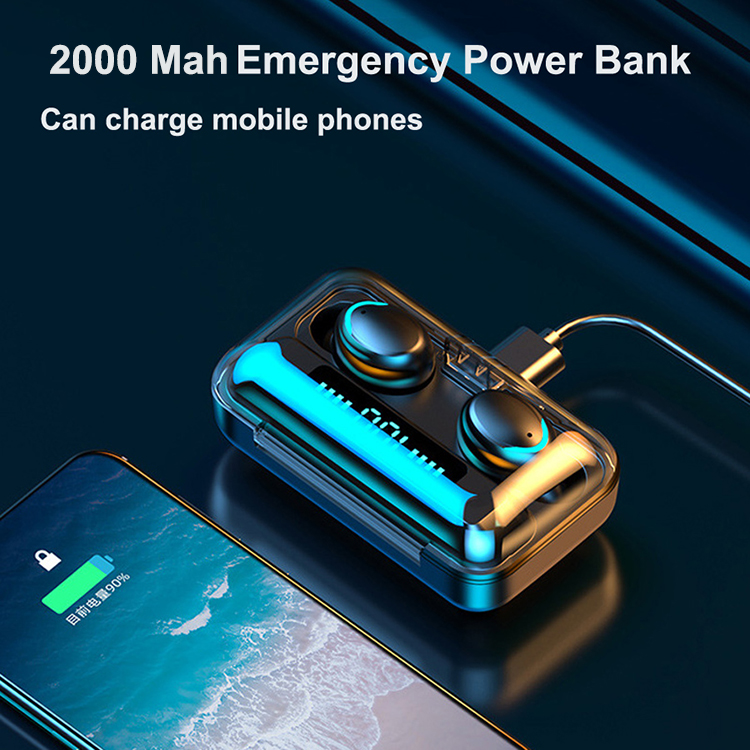 Oem Custom logo 2000mah Power Bank Ipx7 Waterproof Binaural Call 5.0 True in Ear Origin F9 5c F9-5 TWS Wireless Earbuds Bt 5.0 product view