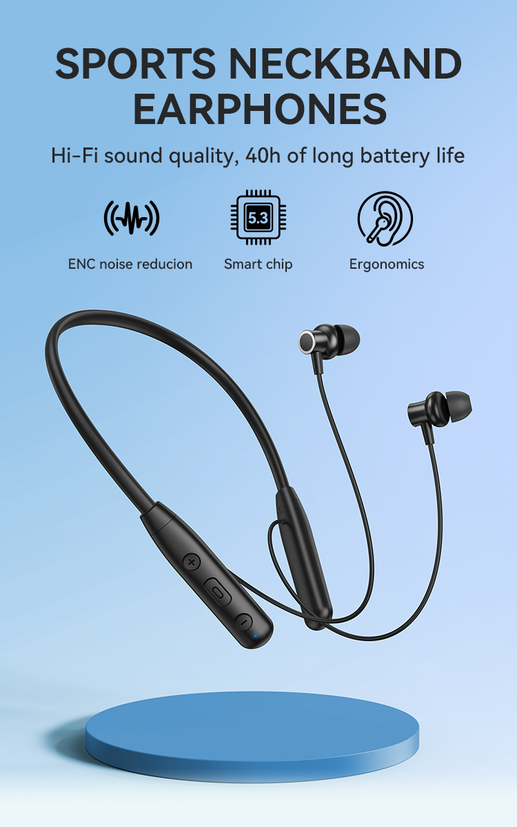 BWOO Wholesale Waterproof Sports Neckband Wireless Earphone BT 5.3 Type C Neck Band In-ear Tws Earbuds Headphones detail