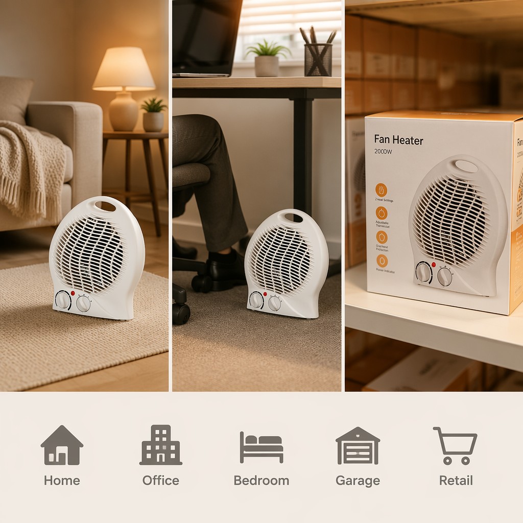 PTC Ceramic Fan Heater Portable Electric Space Room Desktop Heater 1000W 2000W Dual Power Safety Fuse Tip Over Switch VDE product view