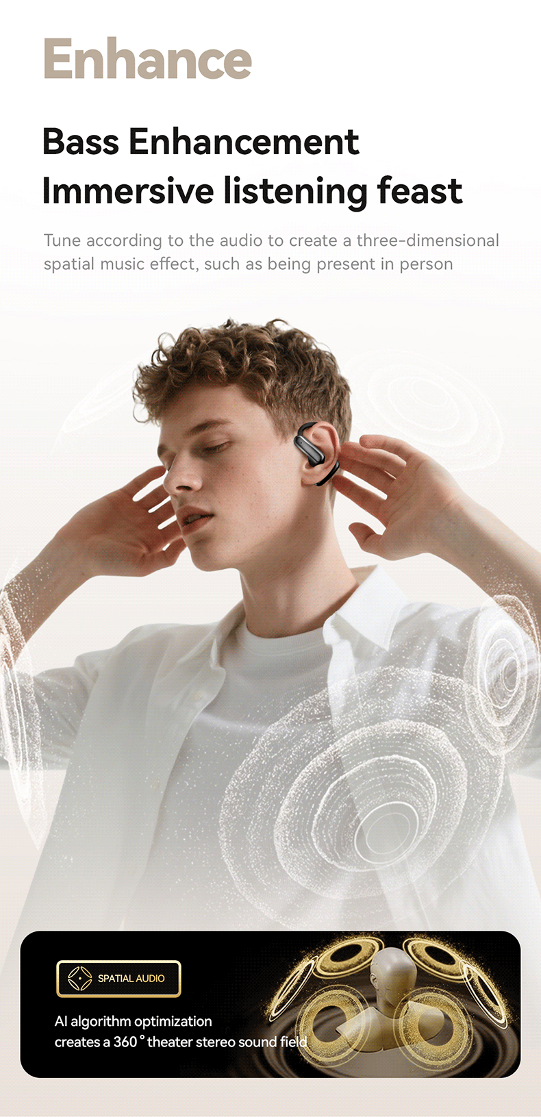 Hi-Res Audio Wireless Earbuds Mini Earrings Ear Clip Sports Earphones HD Voice Call 30ms Low Latency IPX5 Noise Cancellation detail