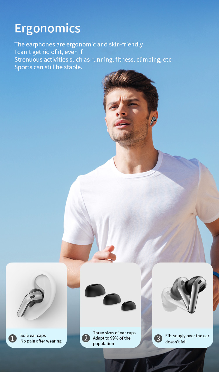 Hot-selling Noise-Canceling Wireless In-Ear Headphones with Digital Display Waterproof Sweatproof Long Battery Life BT Earphones detail