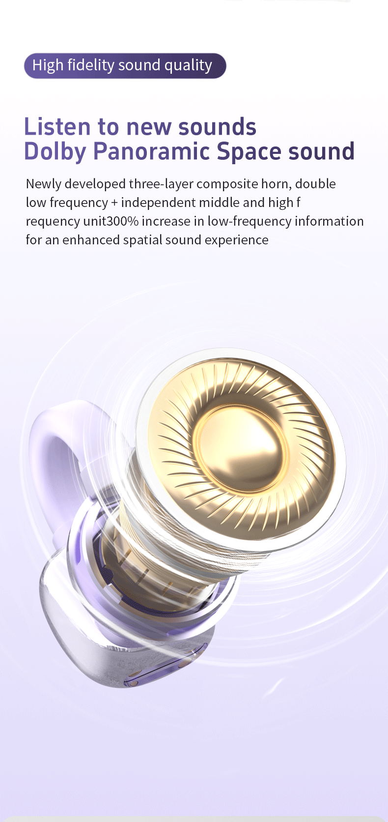 DOQAUS W18  Hot Selling Ear Hook Ear Clip Earphone HIFI Stereo Wireless Headphones Light ENC Outdoor Sports Waterproof Earphones detail