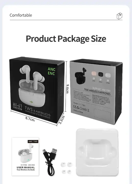 D-1170 TWS Wireless Earphones in Ear Sports Headphones Noise Cancelling Gaming Stereo Earbuds Long Battery Life Headphones product view