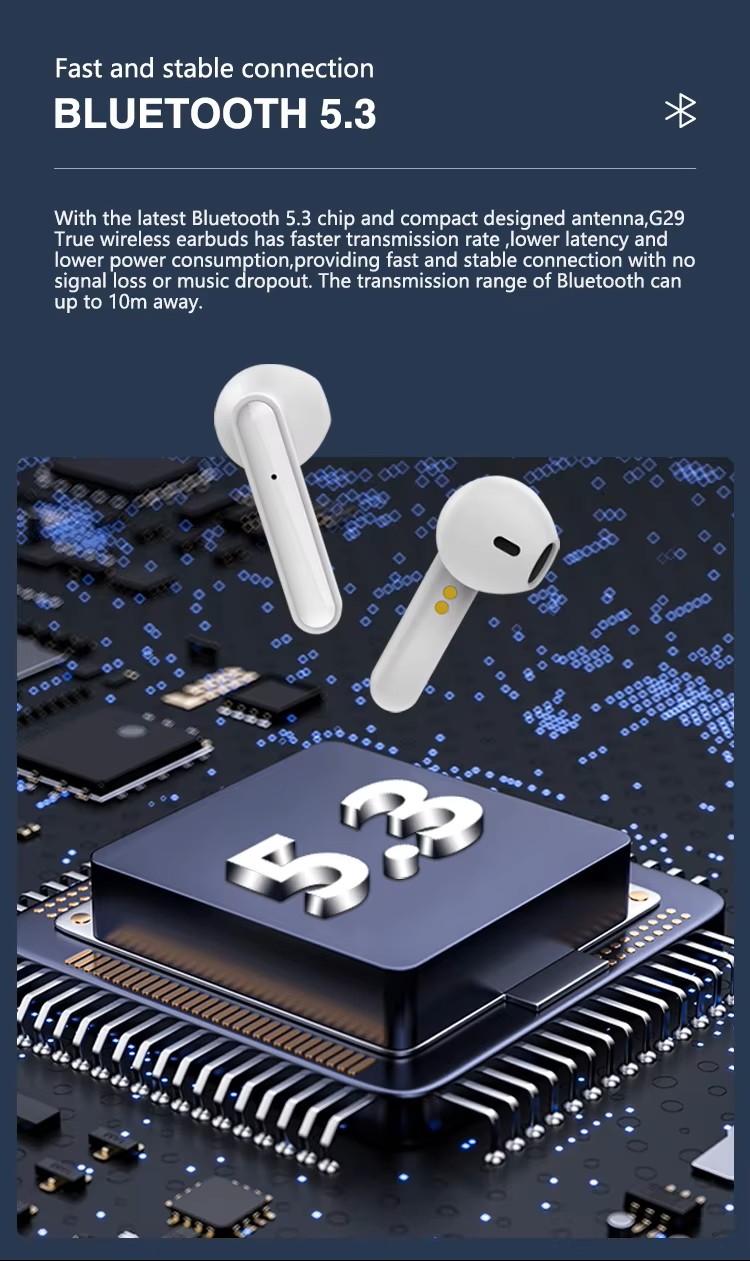 Wireless In-Ear Earbuds ENC Noise Cancelling LED Battery Display Waterproof Low Latency Stereo Sound Bass Headphones Sports detail