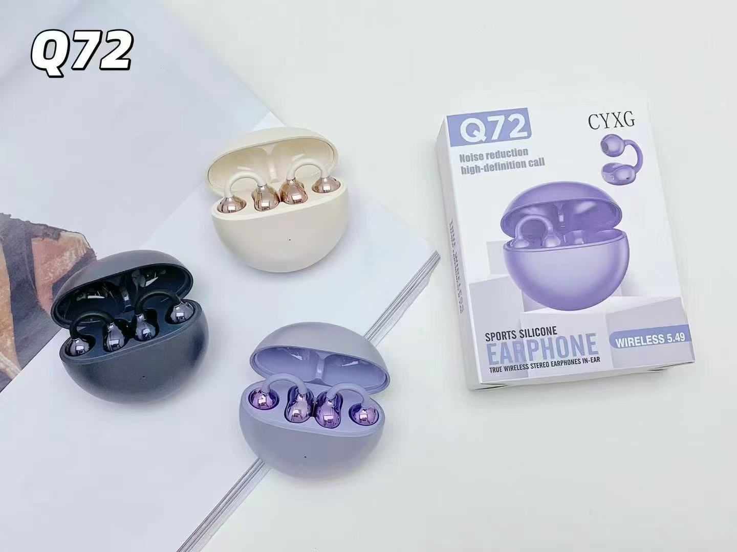 ZongX Wireless Earbuds with Earhooks Purple Open Ear Design Comfortable Fit for Sports and Daily Use detail