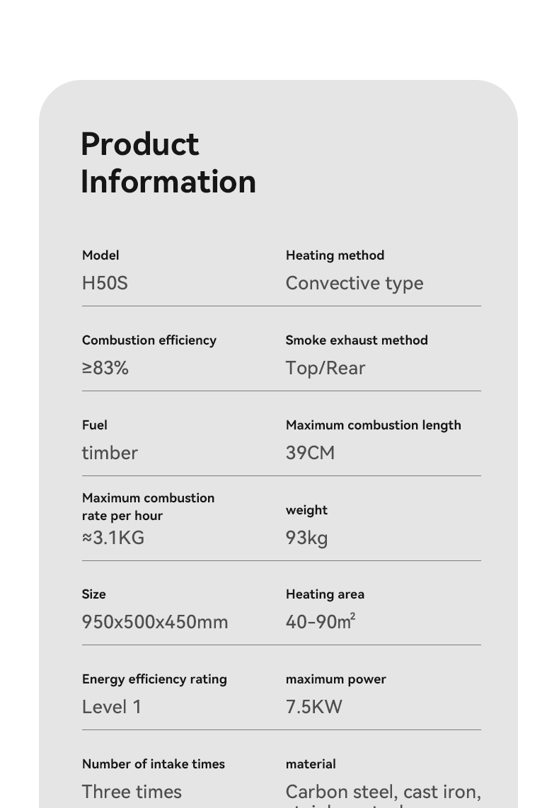 Round Style Modern Freestanding Black Steel Indoor Heating Wood Burning Stove Wood Heater Fireplace detail