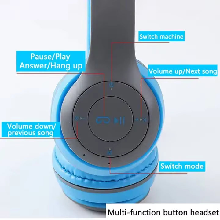 P47 Wireless Open-Ear Headphones Foldable ABS with LED HIFI Stereo Music Earphone Mic Head-mounted Support detail