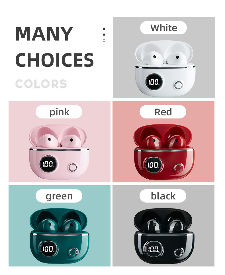 HBNKH Wireless Earphones High Quality Noise Reduction Earbuds Good Sound Quality Wireless Earphones with Battery Indicator detail