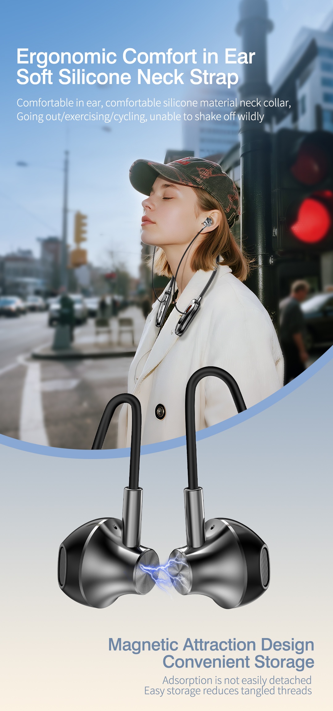 Hot New Product Newest Design Neckband Wireless Semi In-ear Headphones Low Latency HiFi Audio for Mobile Gaming detail