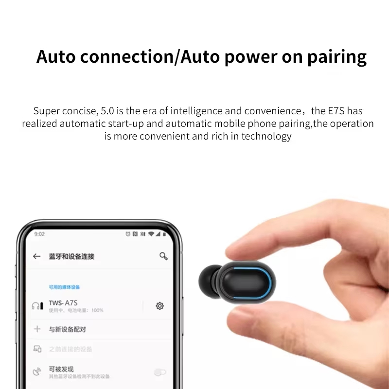 Cheap Price E7S Top Selling TWS Active Noise Cancelling LED Power Display Sport Blue Tooth Wireless Earphones detail