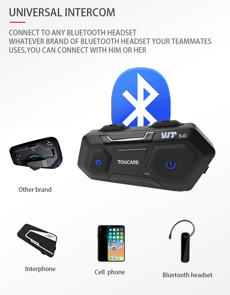 T10S Pro Voice Wake up Helmet Bluetooth Earphones Waterproof Noise Reduction Ultra Long Endurance Mesh Multi Person Intercom detail