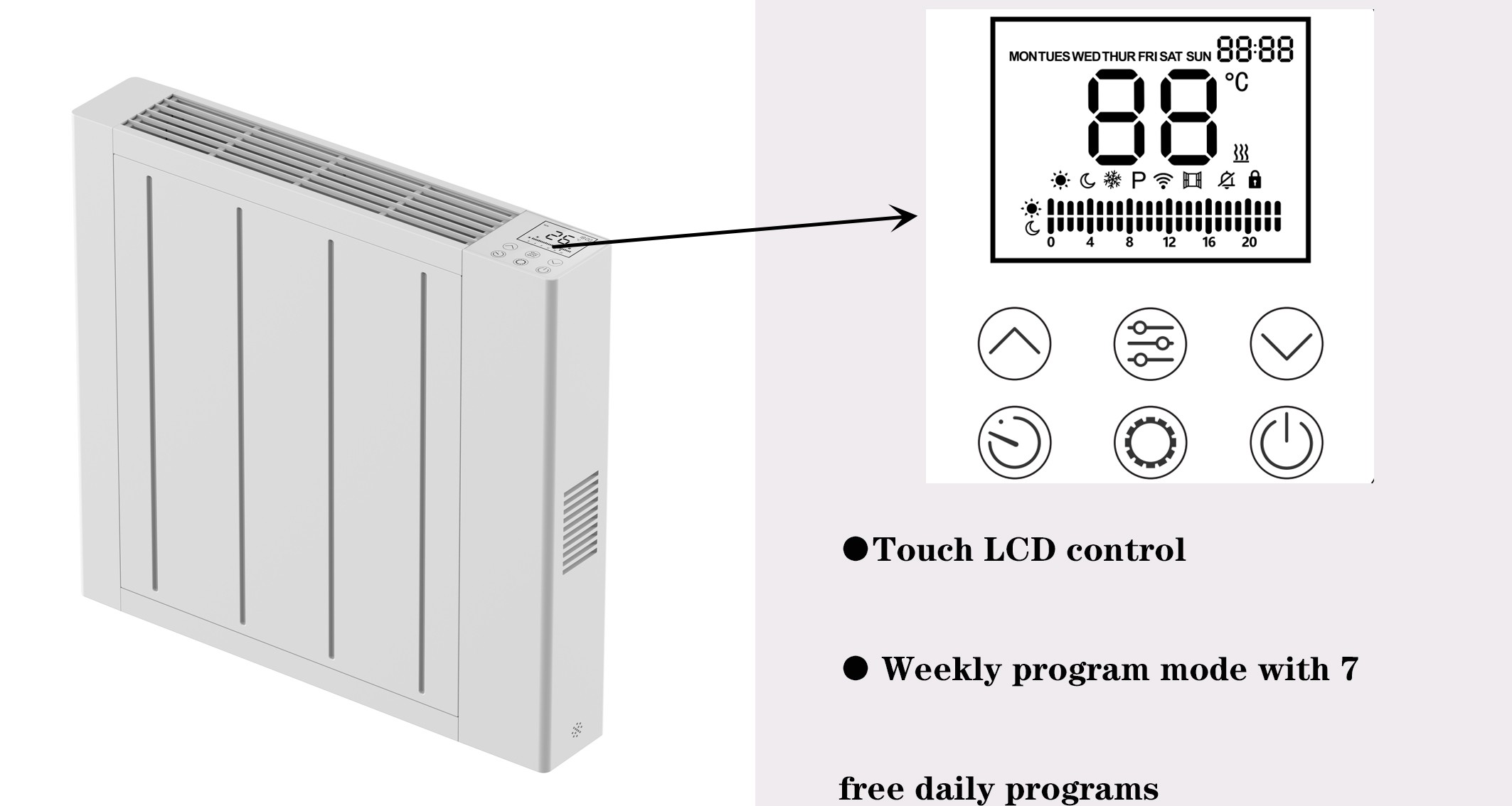 1000W 1500W 2000W Reliable Wall-mounted Electric Economic Heater Ceramic Coating Home Electric Heater detail