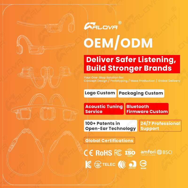 ALOVA New Design Bone Conduction Headphones IP68 Swimming Open Ear Wireless Headset Bluetooth Earphone product view