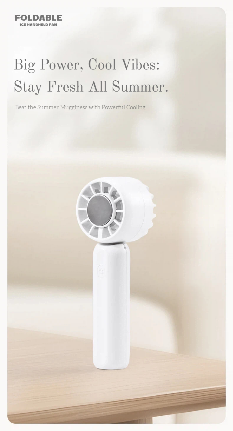 2026 Outdoor Summer Strong Wind Three-Speed Household Handheld Foldable Electric Portable Mini USB Rechargeable Air Cooling Fan detail
