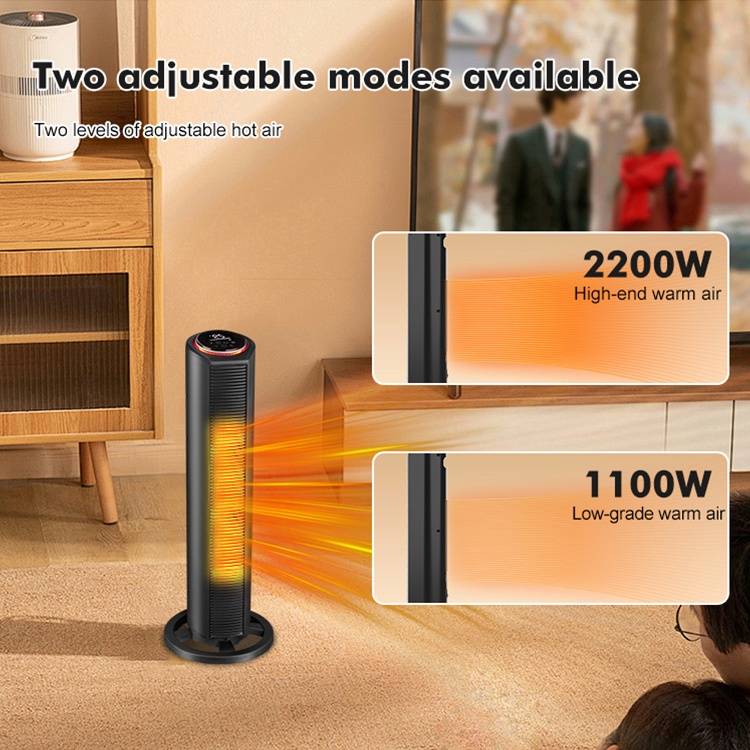 OEM ODM Portable Plastic 1100W 2200W Quick Warm Vertical Electric Space Heater Home Office with Remote Control product view