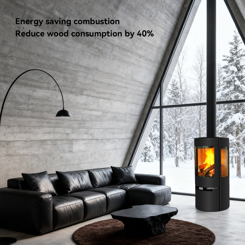 Low Energy Consumption 82% Efficiency Modern Round Design Wi-Fi  Control Indoor Heating Stove That Heats with Wood Burning product view