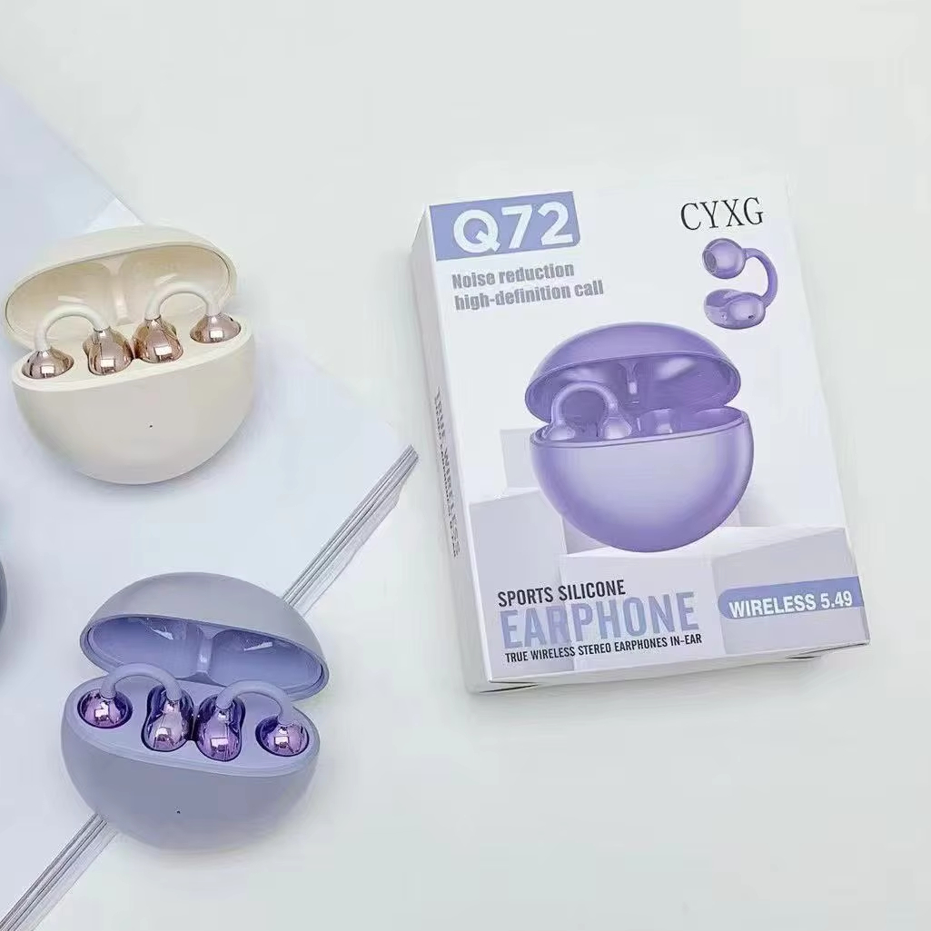 ZongX Wireless Earbuds with Earhooks Purple Open Ear Design Comfortable Fit for Sports and Daily Use
