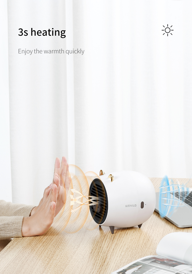 Wholesale Winter Cute Desktop Portable Heating Fan Mini Electric Air Heater Fan detail